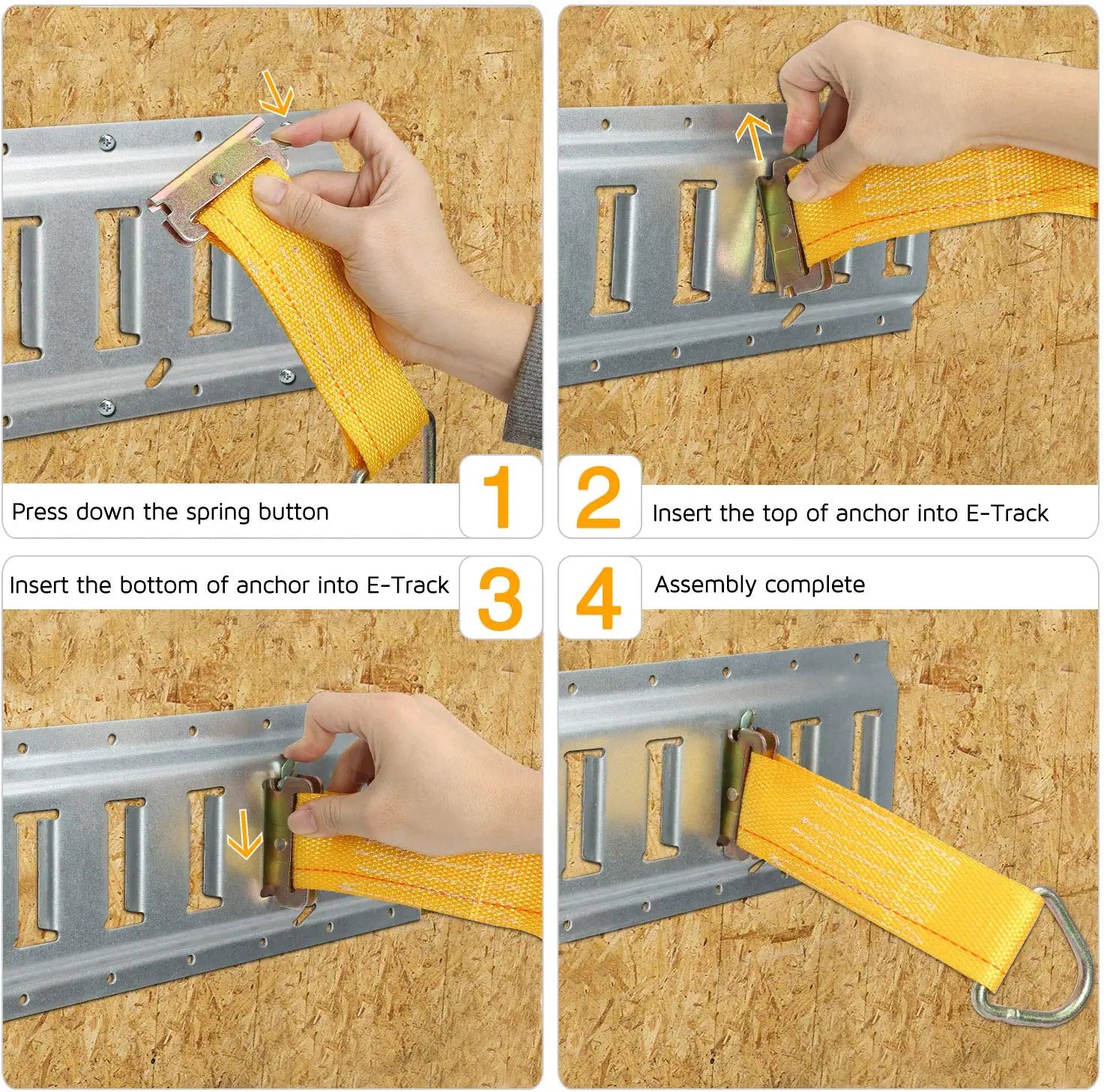 Trekassy 10 Pack E Track Rope Tie Offs, 2" x 6" E-Track Tie-Down Straps with D Ring.