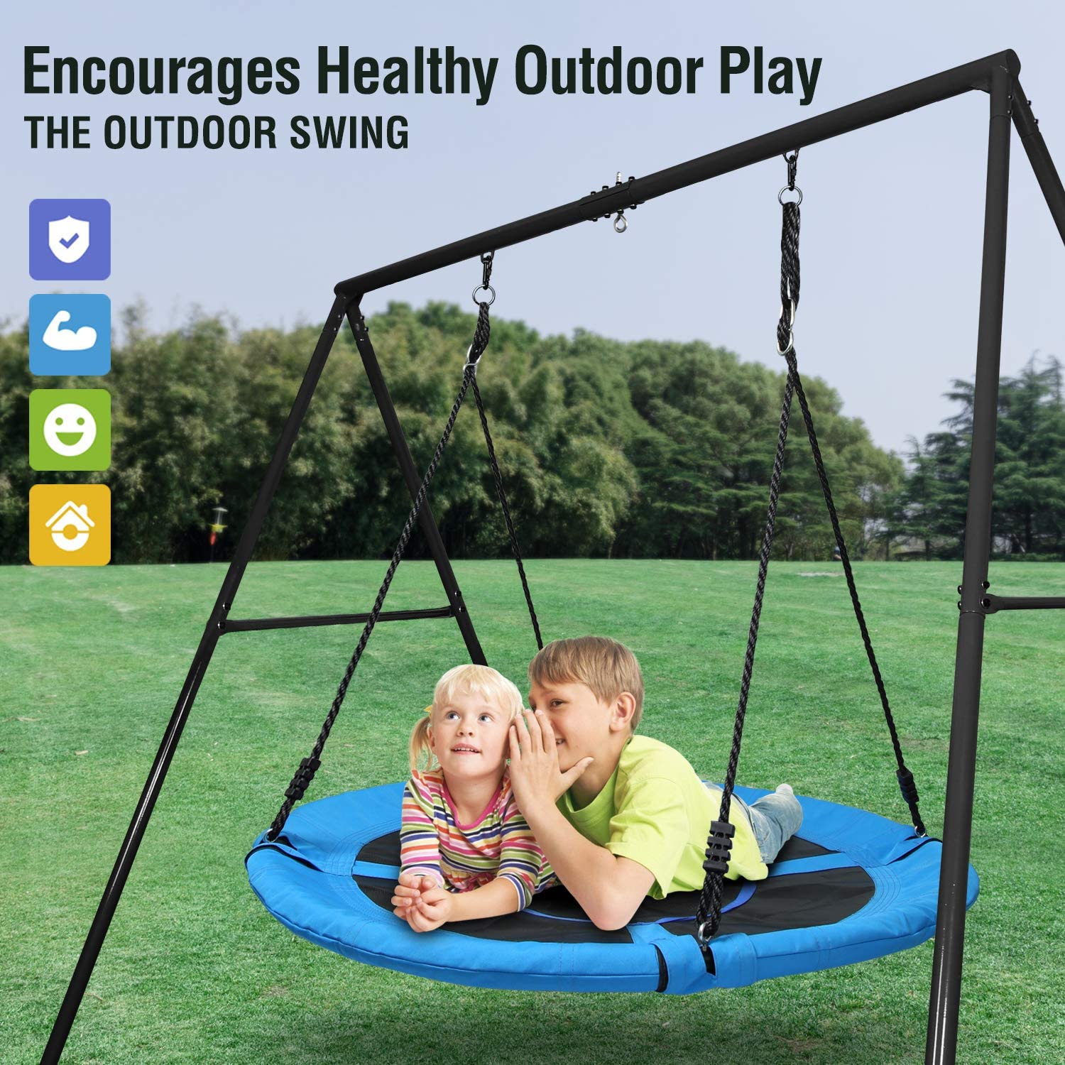 Trekassy 440lbs 40 Inch Saucer Tree Swing Set backyard