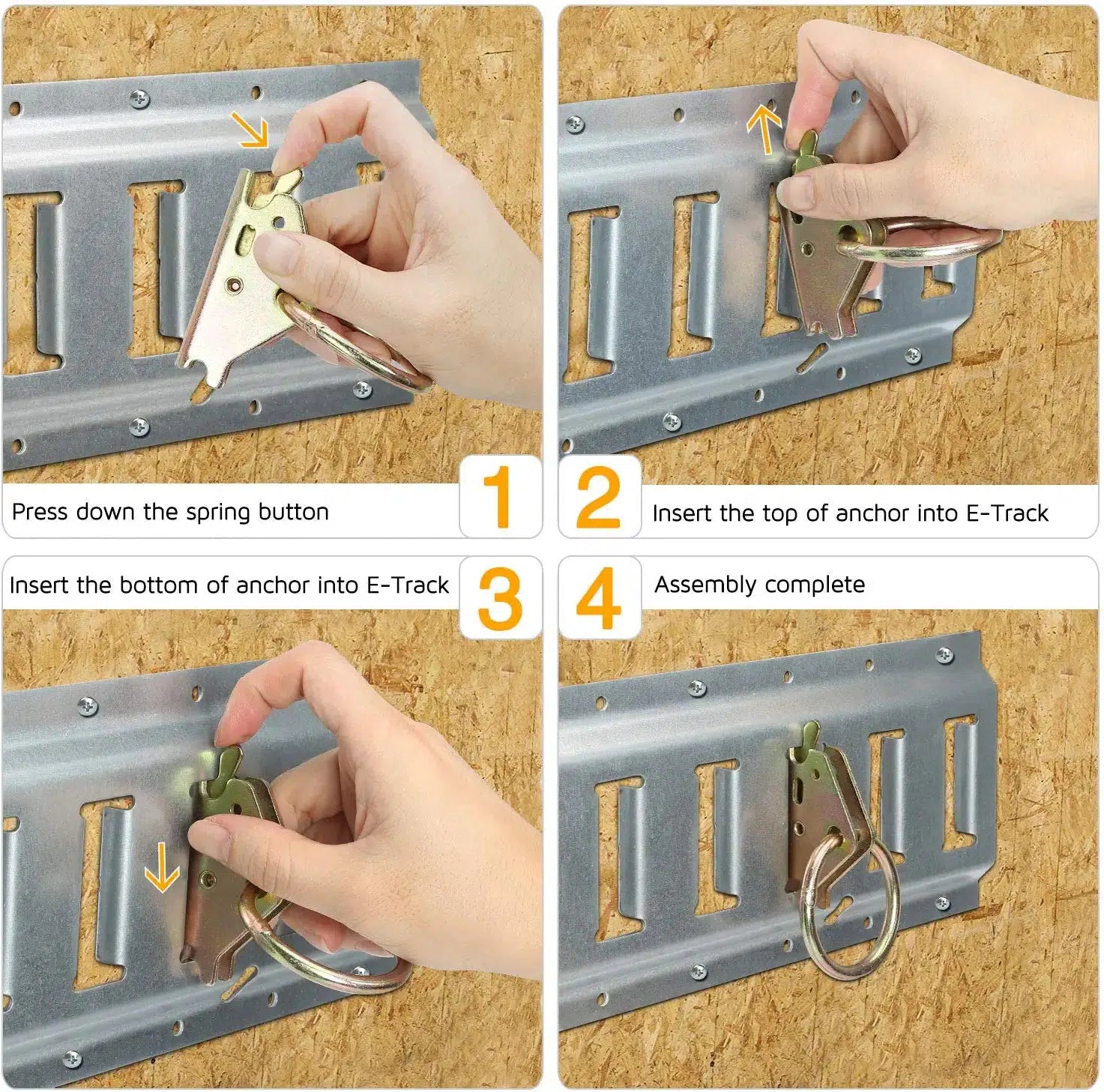 Trekassy 6 E-Track Tie-Down Rail Kit, 5ft Horizontal E Track Rails and 6 Steel O-Ring Anchors for Trailers.