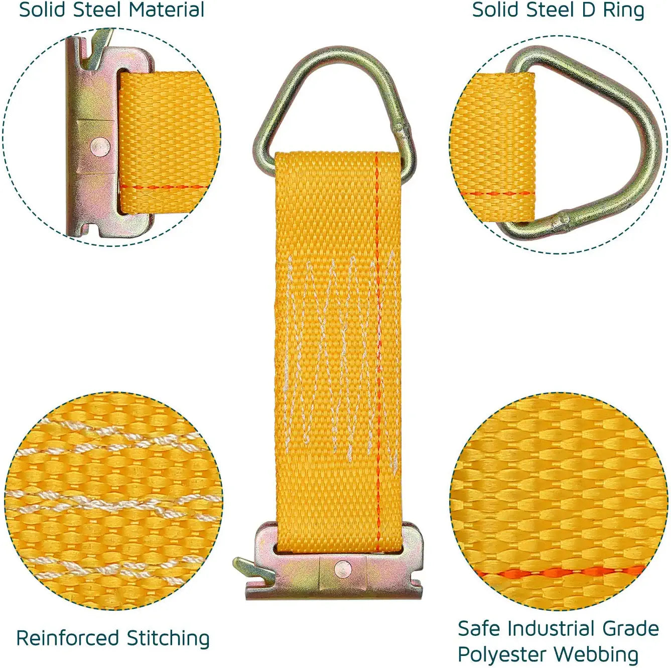 Trekassy 10 Pack E Track Rope Tie Offs, 2" x 6" E-Track Tie-Down Straps with D Ring.