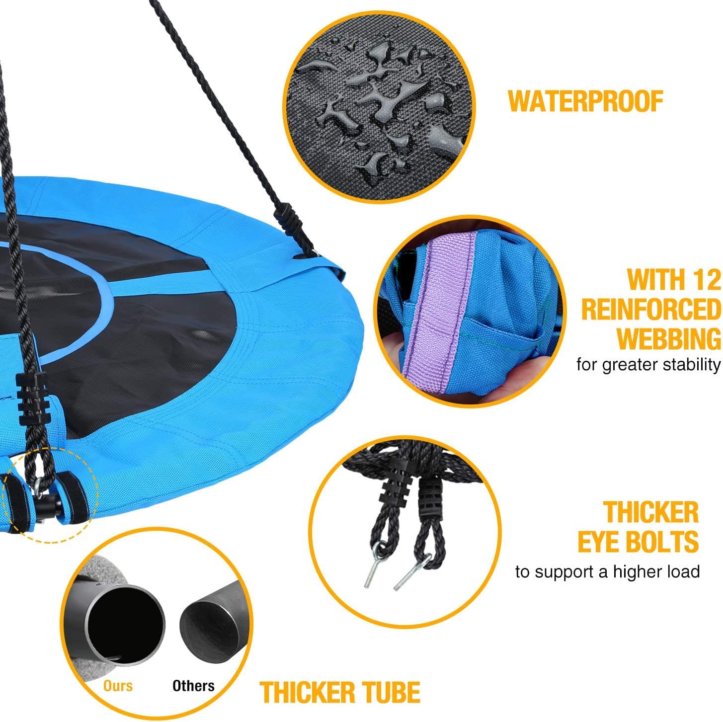 Giant 40" Flying Saucer Tree Swing Spider Web Spinner Swing 700lbs.