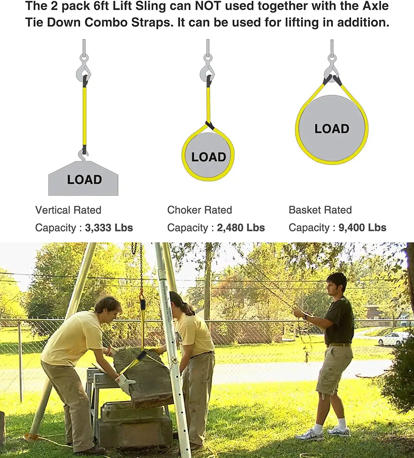 Trekassy 4 Pack 2” x 114” Car Axle Straps Ratchet Tie Downs System with Snap Hooks, 2 Free Lift Sling Straps, 3,333lbs Safe Working Load.