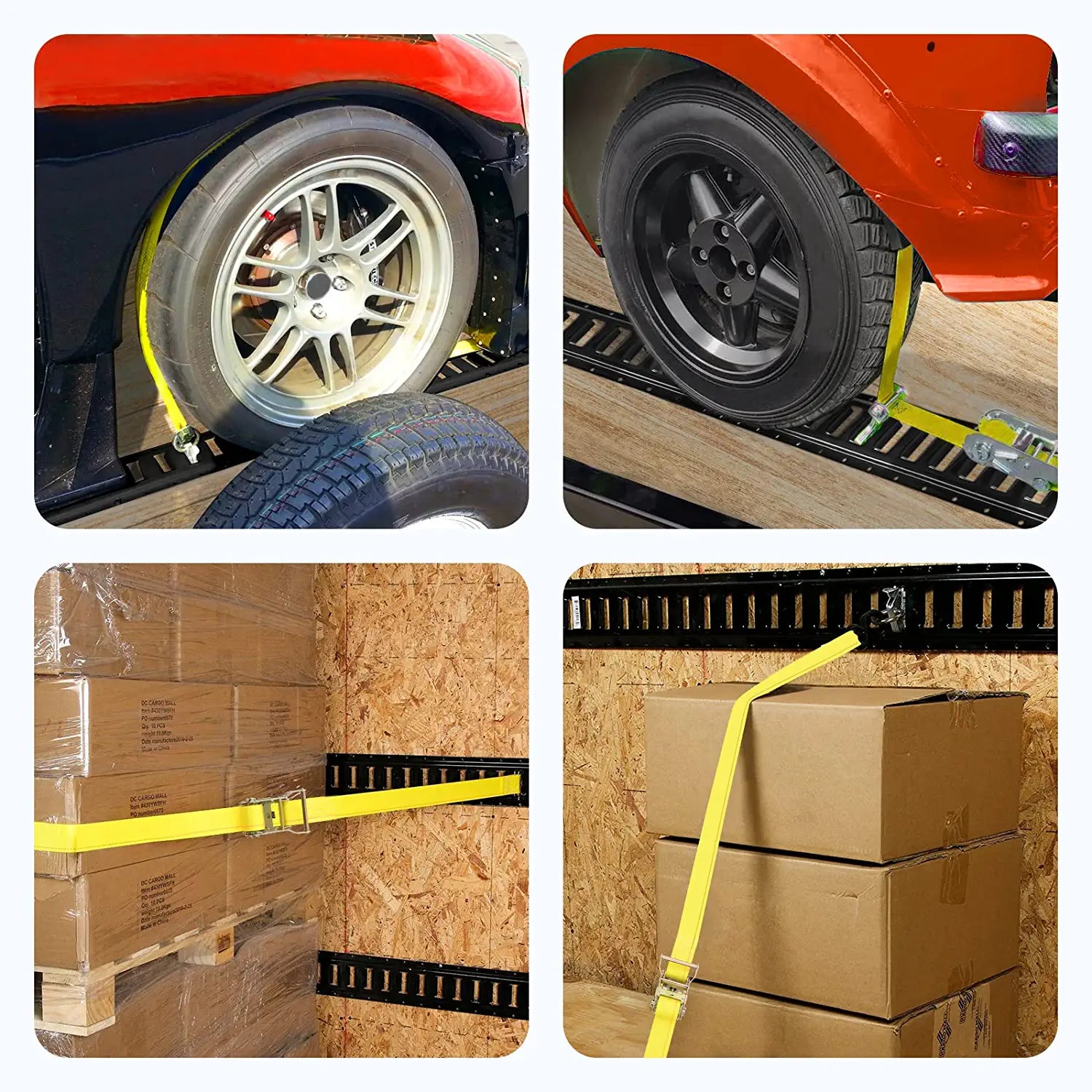 Trekassy E Track Tie-Down Kit - 12 Pieces: 4 Pack E-Track Rails & 8 E Track Tie-Down Accessories for Truck Bed, Trailers