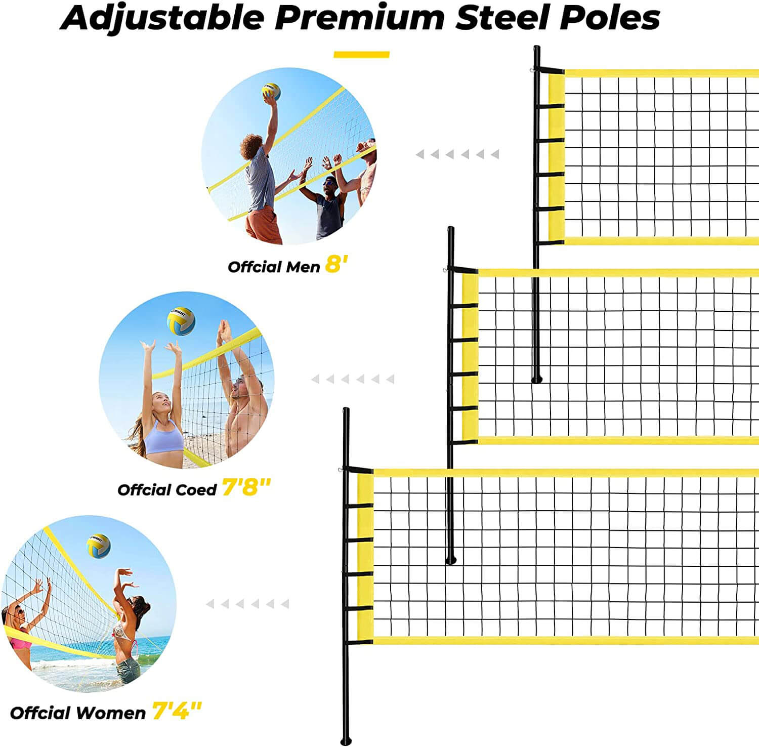 Outdoor Portable Volleyball Net Set System for Backyard