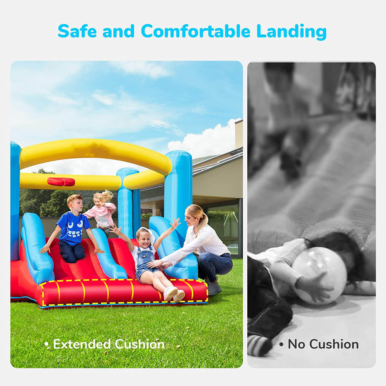 Indoor Outdoor Inflatable Bounce House with Blower for 3-10 yr Kids