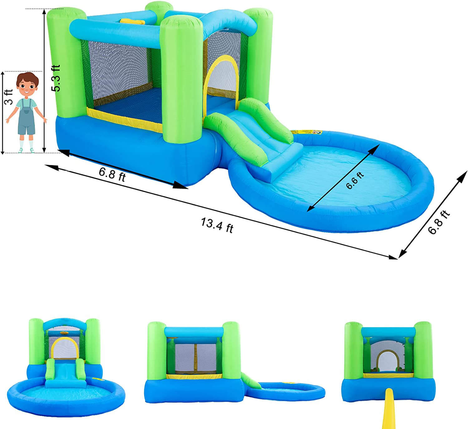 Inflatable Bounce House with Blower - Red / Green