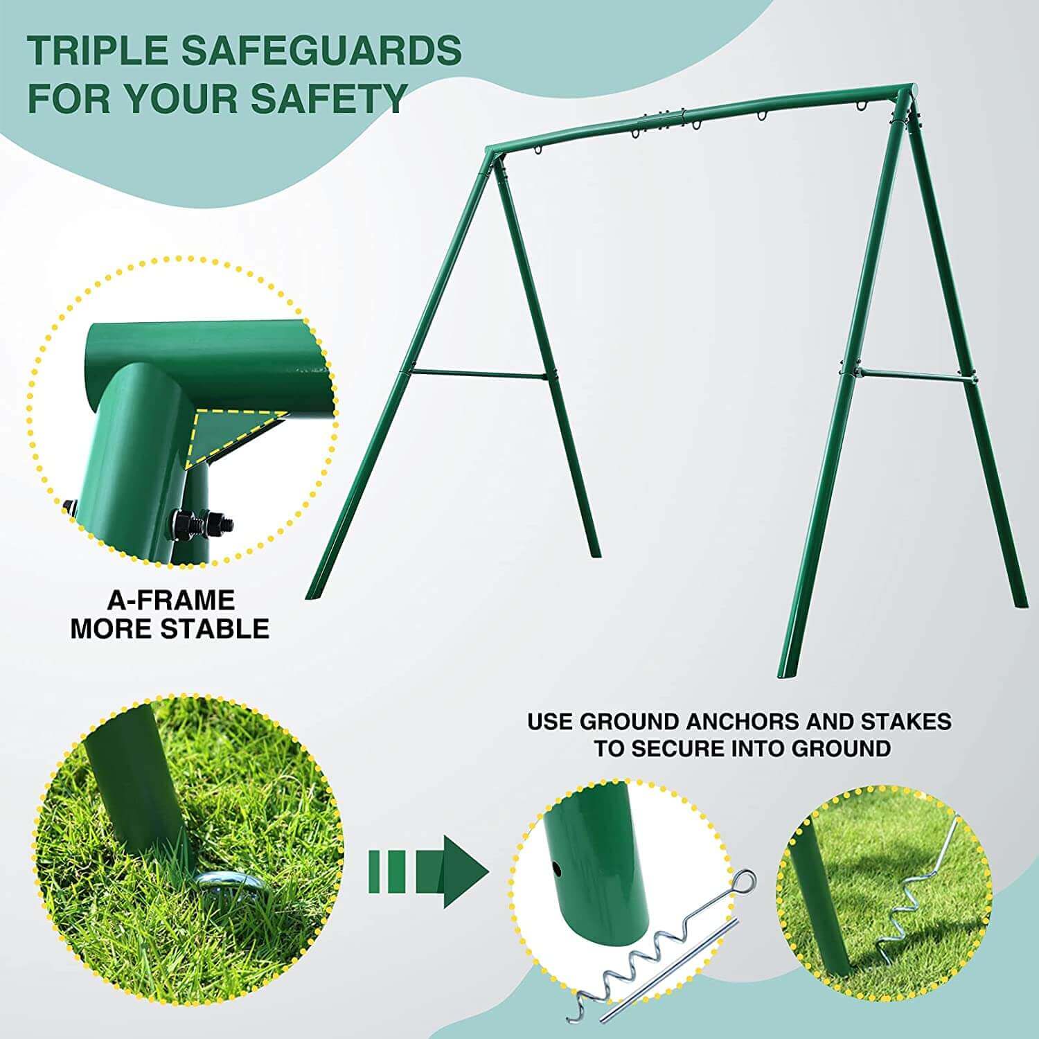 Trekassy 440lbs Extra Large Metal A-Frame Swing Stand/Swing Frame Fits for Most Swings