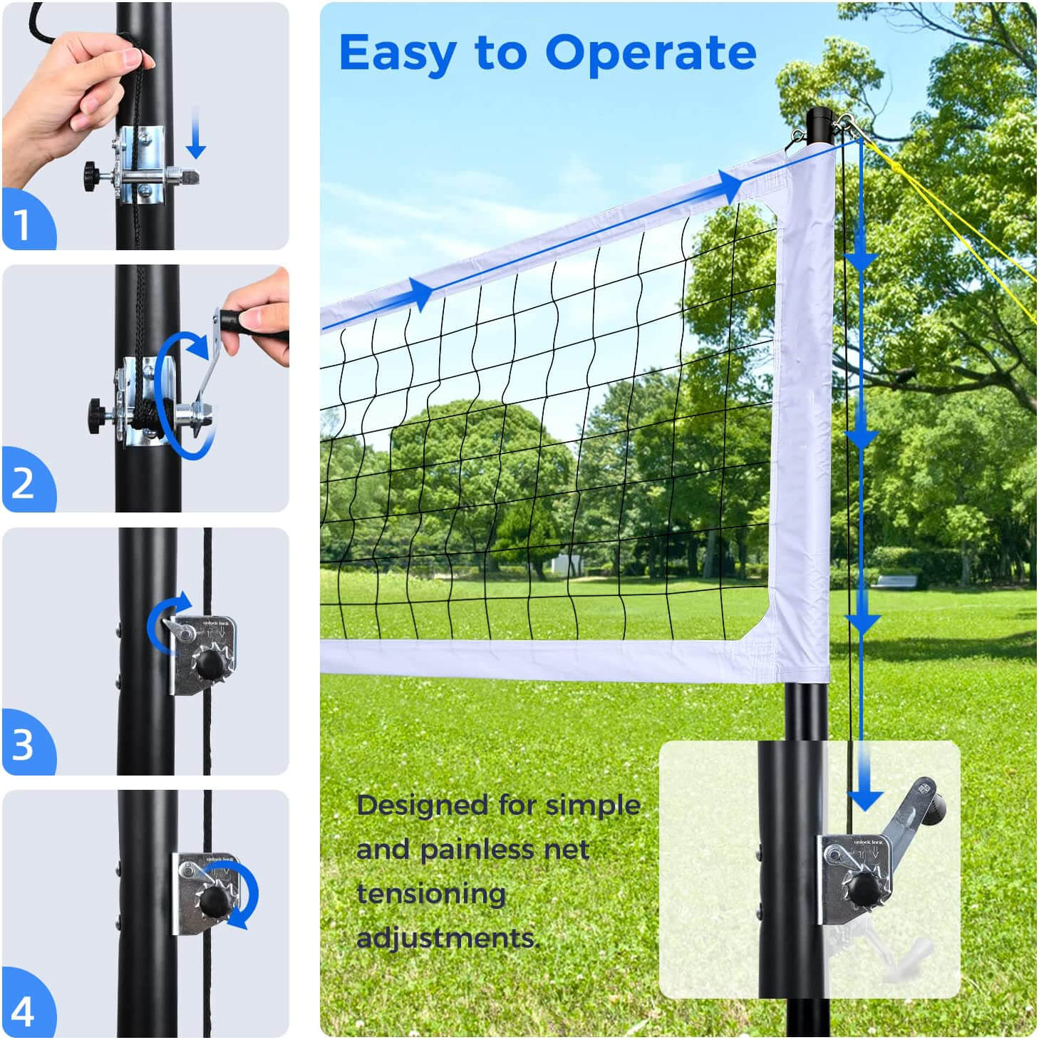 Portable Professional Volleyball Net Outdoor Volleyball Set for Backyard