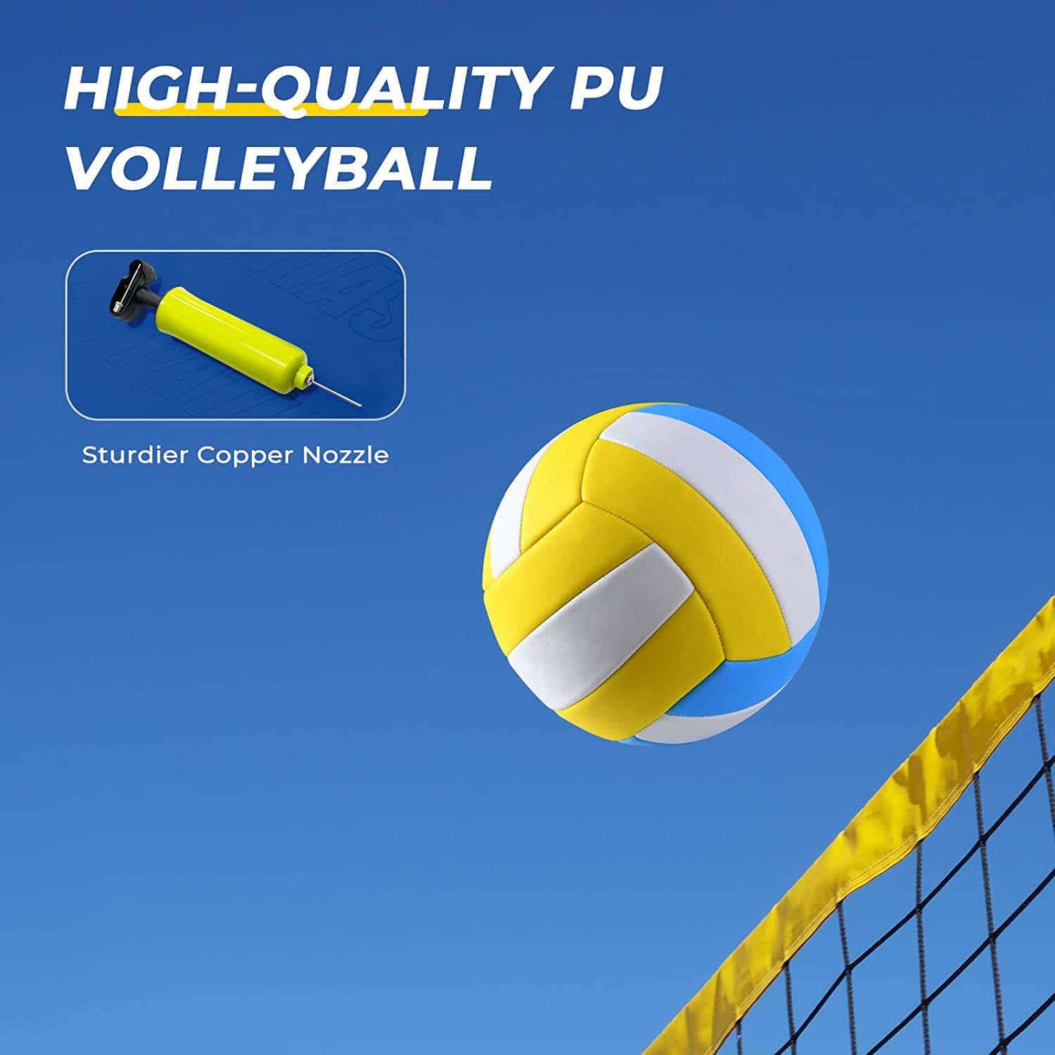 Patiassy Volleyball Badminton Combo Set with Winch System Portable Outdoor Volleyball Net for Backyard