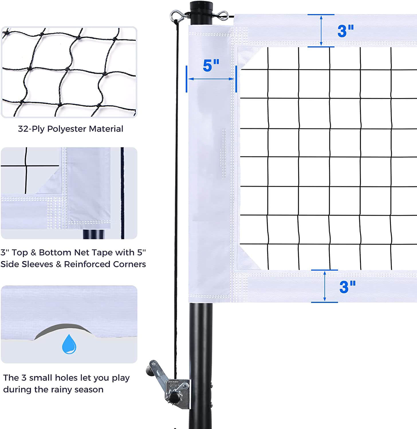 Portable Professional Outdoor Volleyball Net Set for Backyard Beach