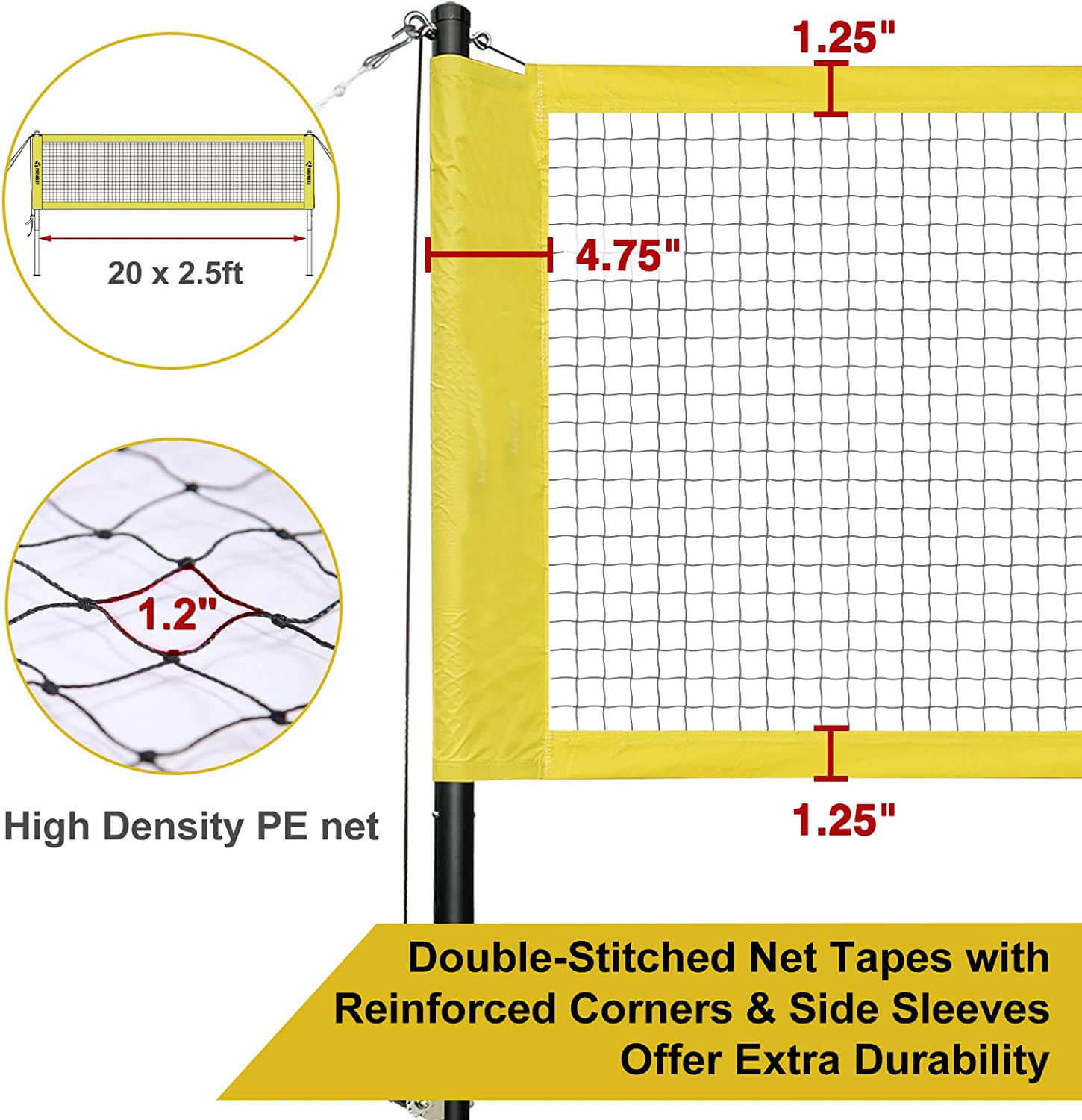 Patiassy Outdoor Portable Badminton Net Set with Winch System for Backyard Beach