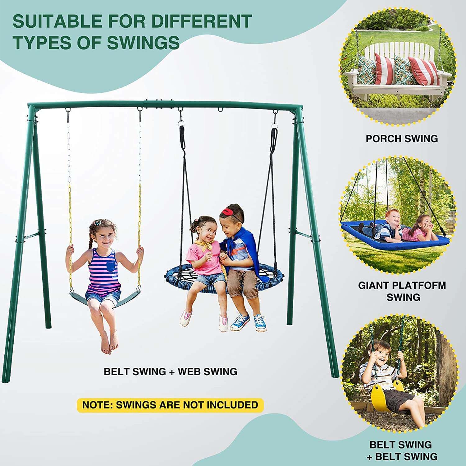 Trekassy 440lbs Extra Large Metal A-Frame Swing Stand/Swing Frame Fits for Most Swings