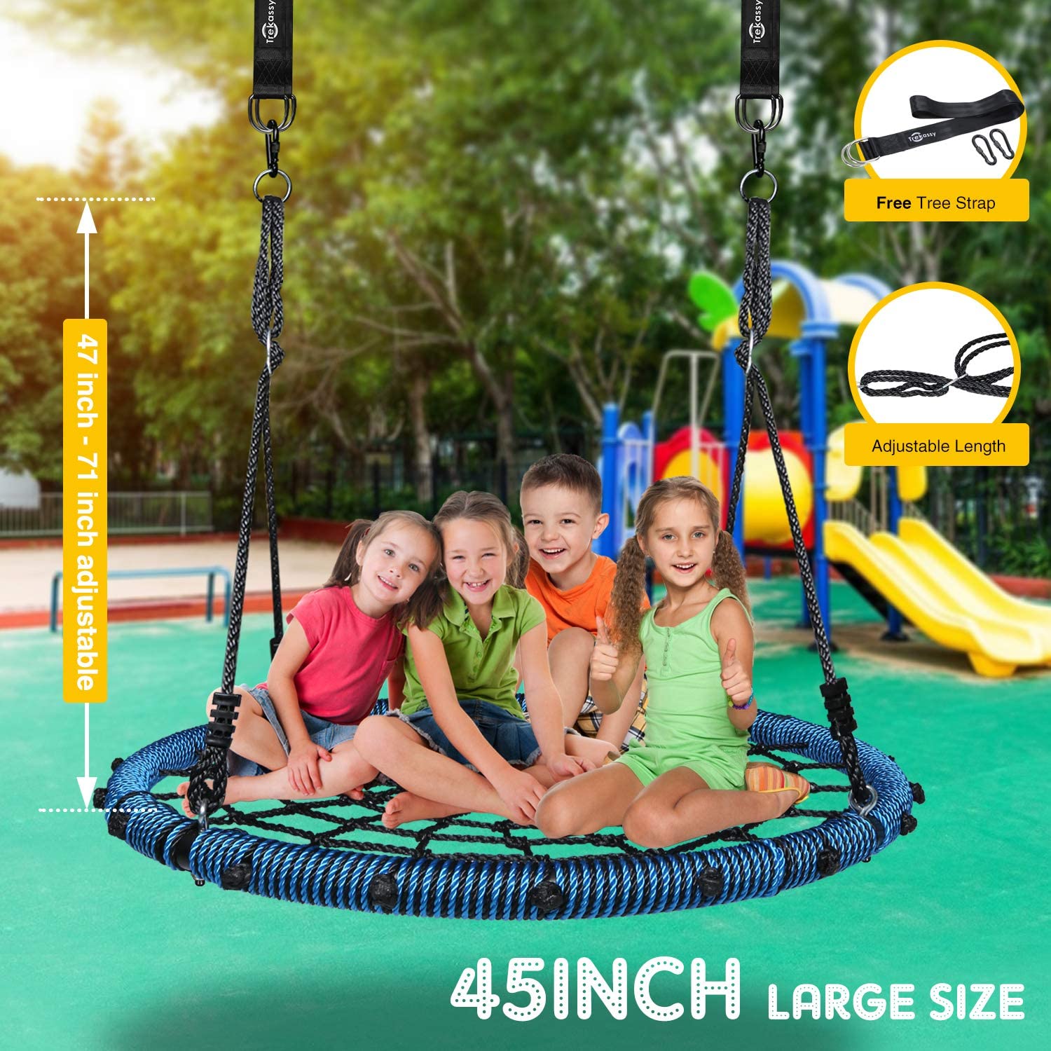 Trekassy 750lbs Spider Web Tree Swing 45 inch for Kids Adults with Swivel