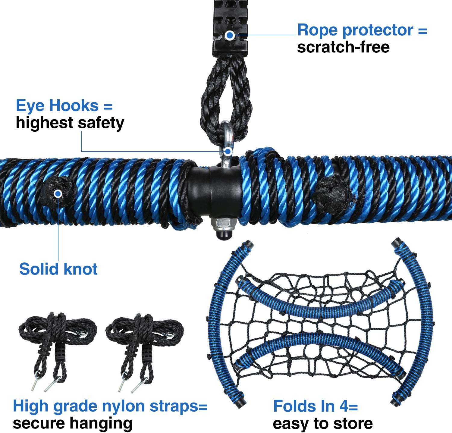 Trekassy 750lbs Spider Web Tree Swing 45 inch for Kids Adults with Swivel