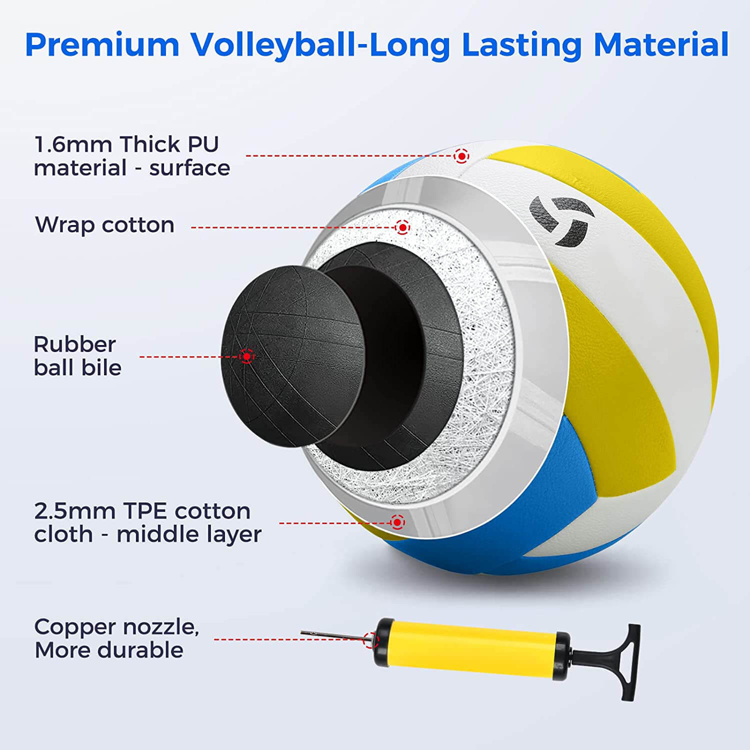 Portable Outdoor Volleyball Net Set for Backyard Beach with Volleyball and Carrying Bag