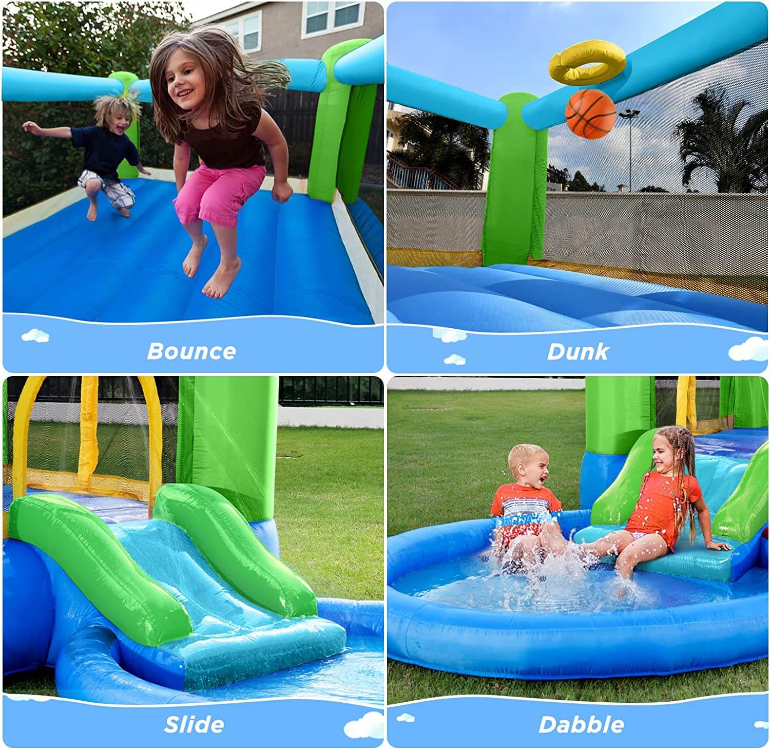 Inflatable Bounce House with Blower - Red / Green