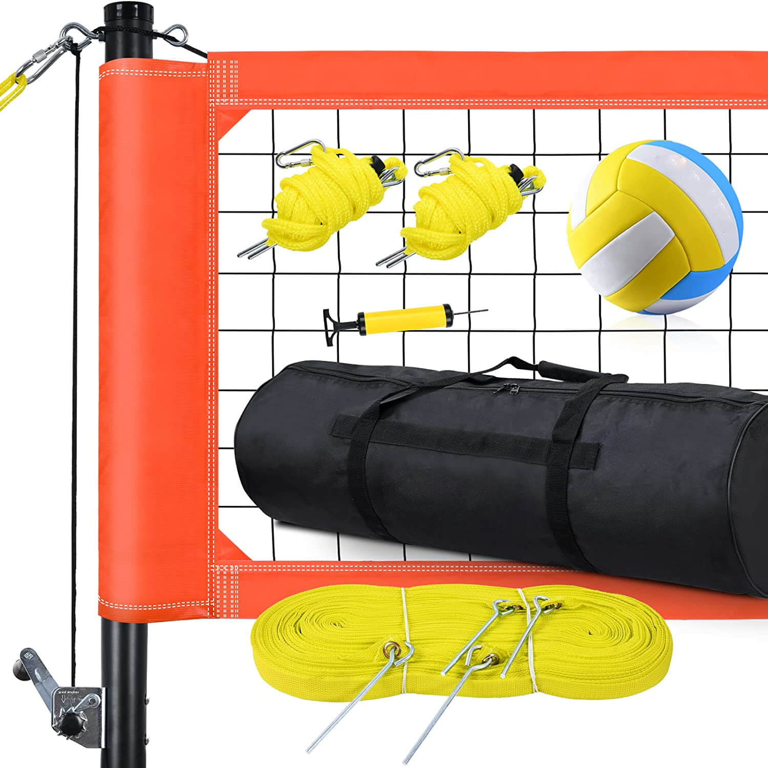 Patiassy Volleyball Net for Backyard with 2'' Aluminum Poles and Guide Ropes Outdoor Volleyball Set