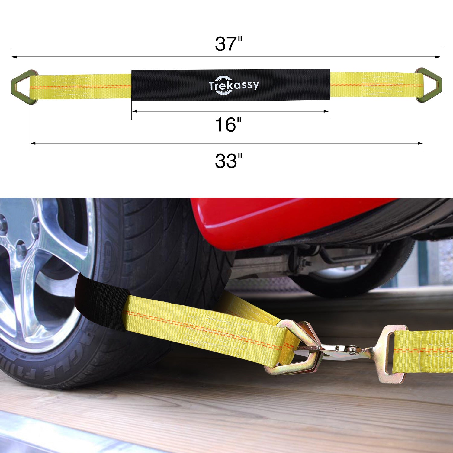 Trekassy 2 x 120 Car Tie Down Straps for Trailers with Snap Hooks
