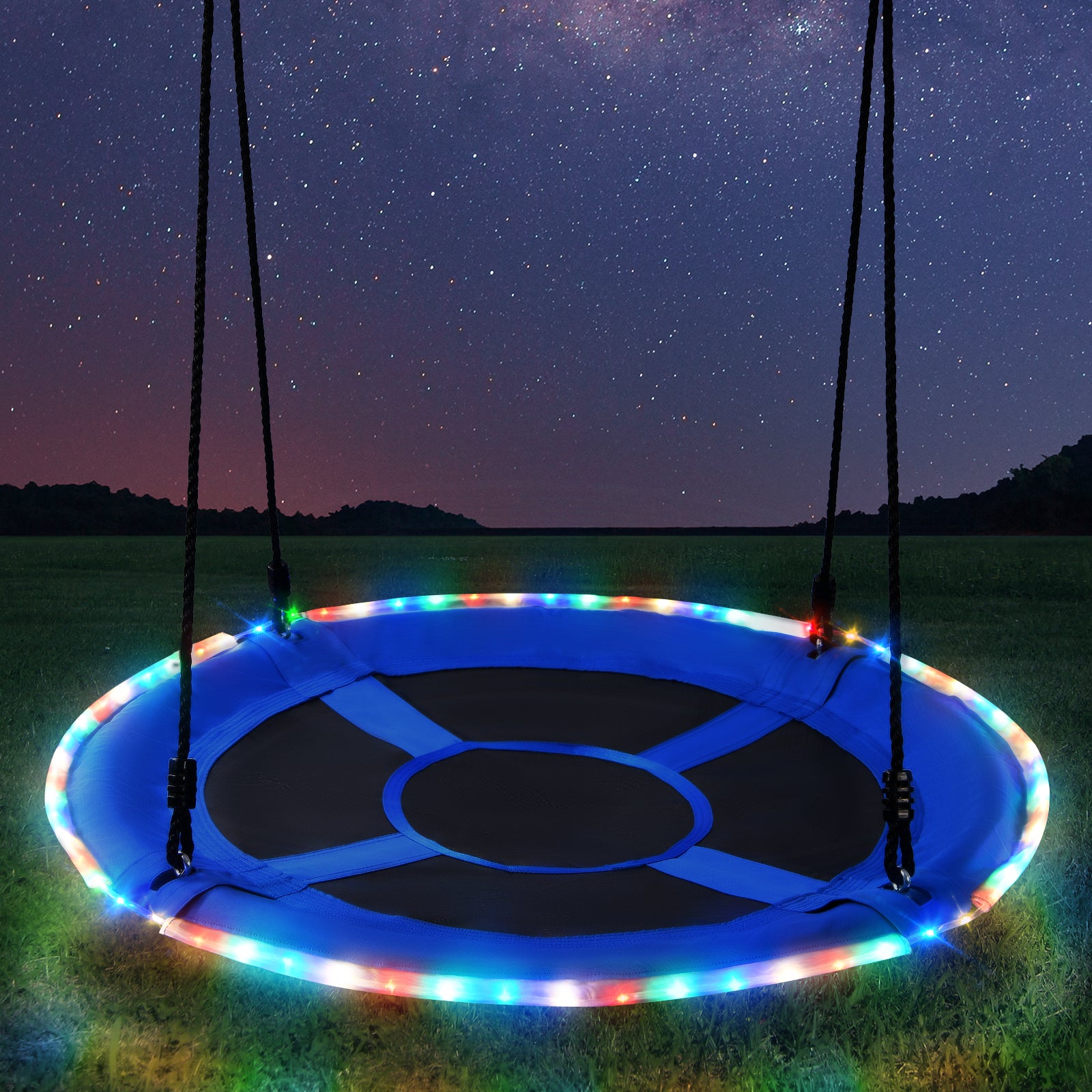Trekassy 700lbs 40” Saucer Tree Swing with LED Lights for Kids Adults Outdoor-Blue