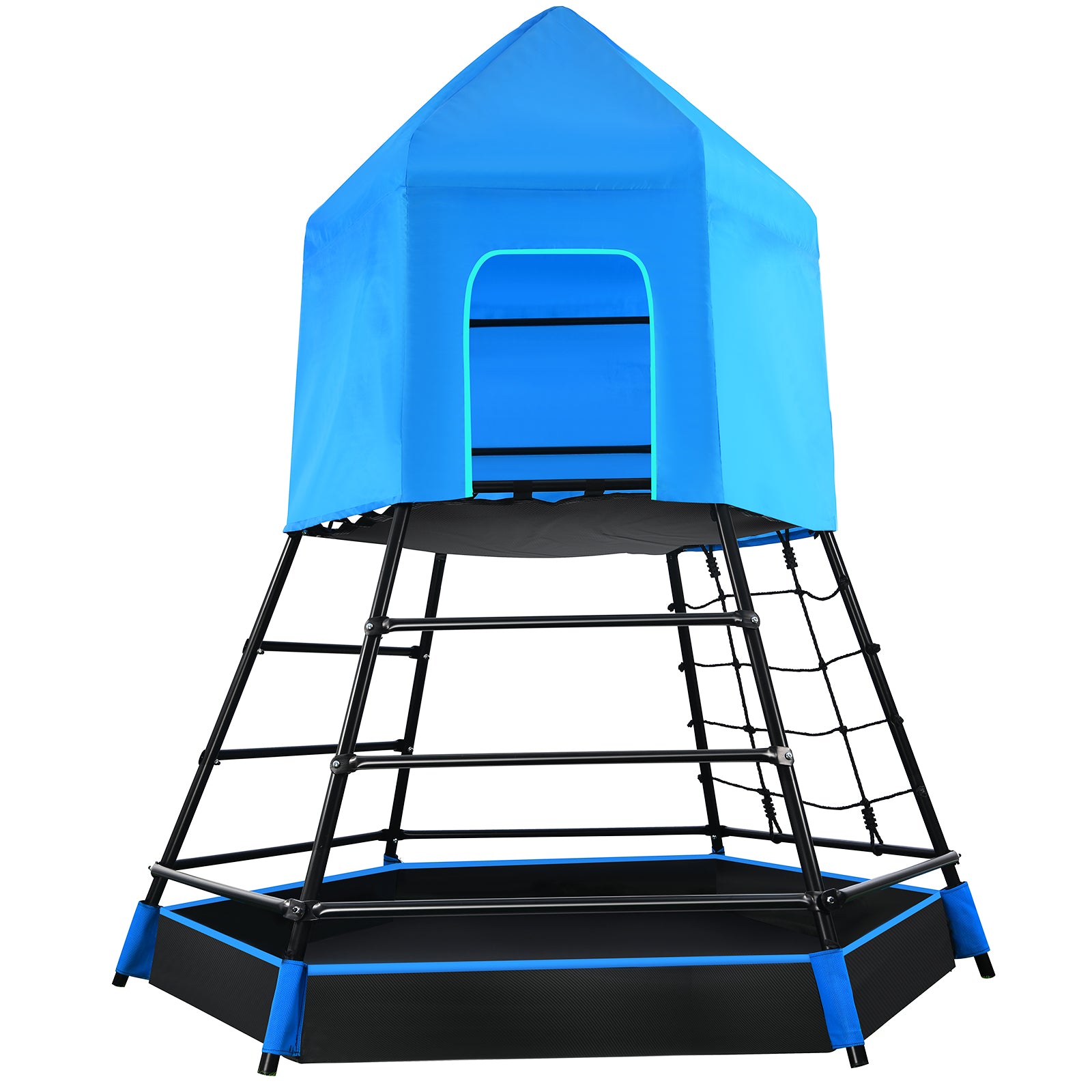 Hapfan Jungle Gym with Platform and Tent, Climbing Toys with Monkey Bars for Kids Age 1-12