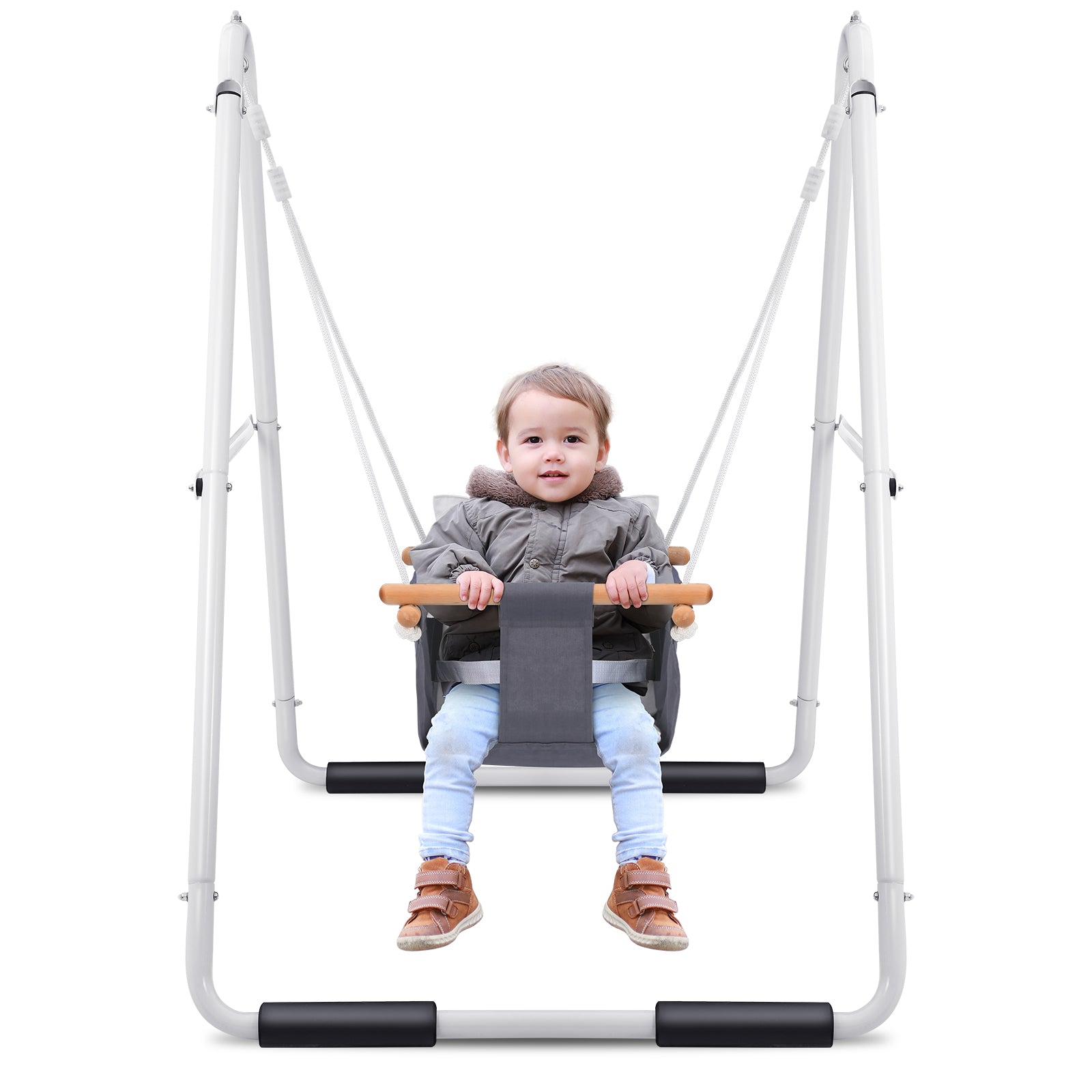 Toddler Swing with Foldable Stand, Baby Swing Set for Indoor Outdoor