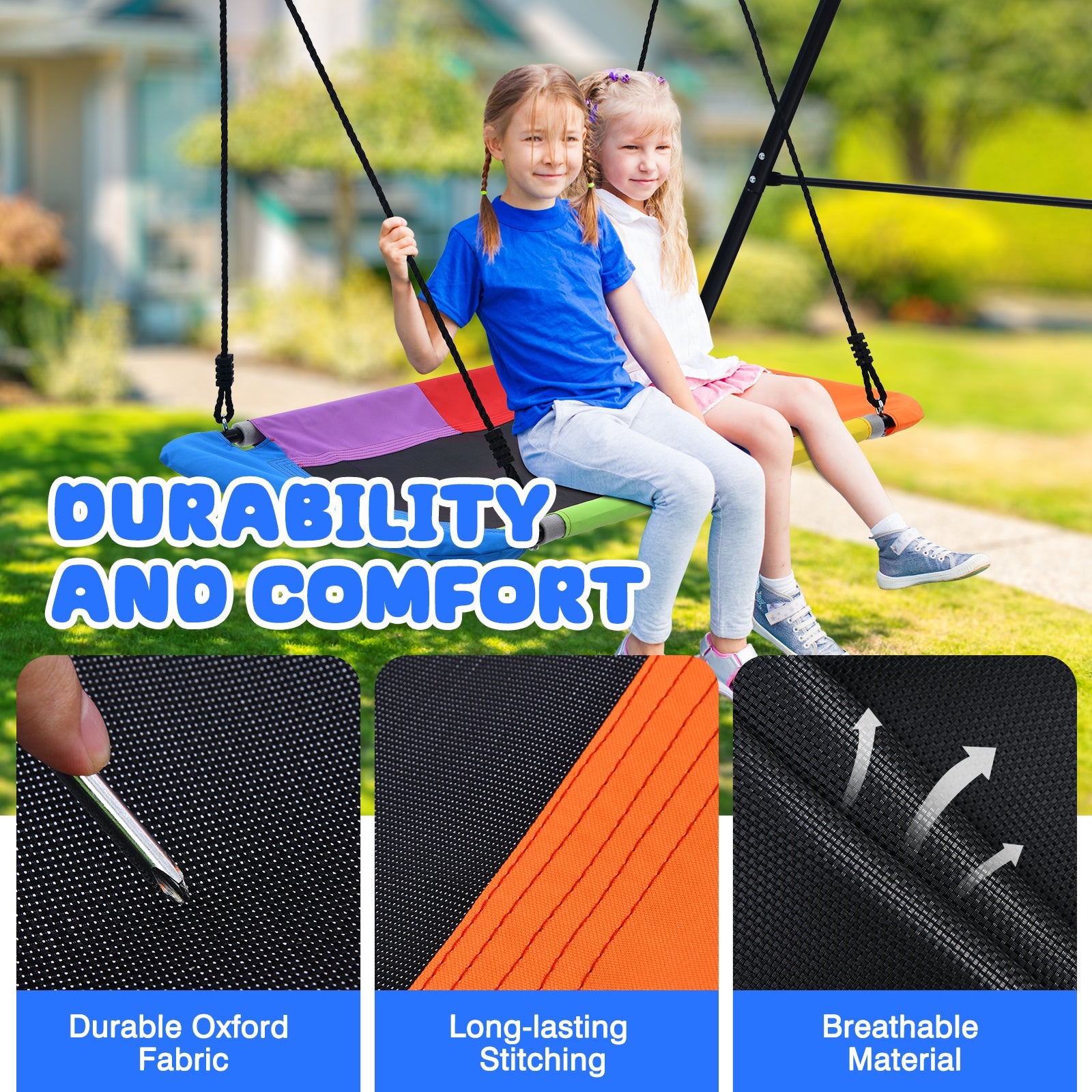 Swing Sets for Backyard with Toddler Swing, Belt Swing, Platform Swing,Swing Set Outdoor for Kids