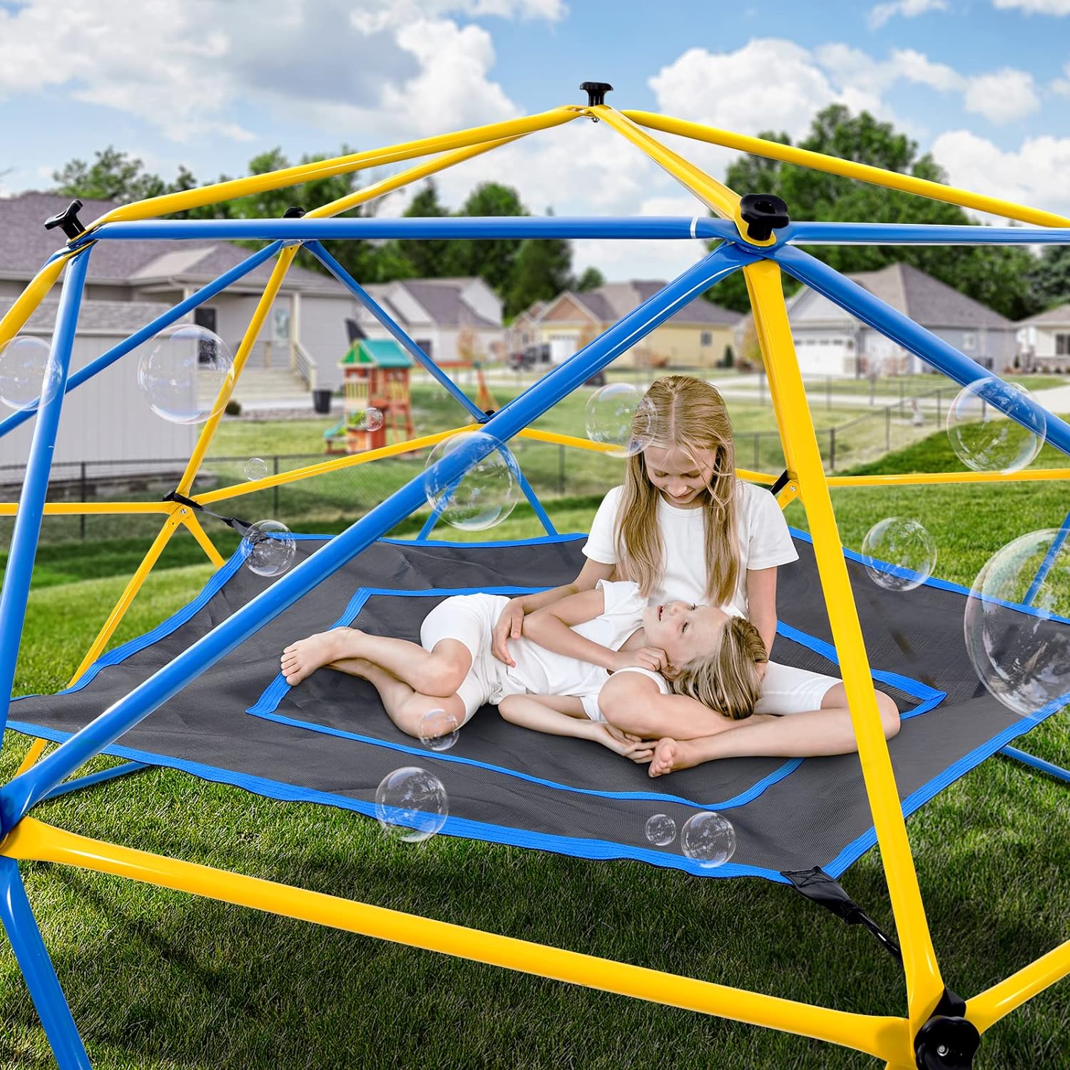 Upgraded 10FT Climbing Dome with Canopy and Swing, Dome Climber for Kids 3 - 10, Weight Capability 800LBS, Rust and UV Resistant Steel