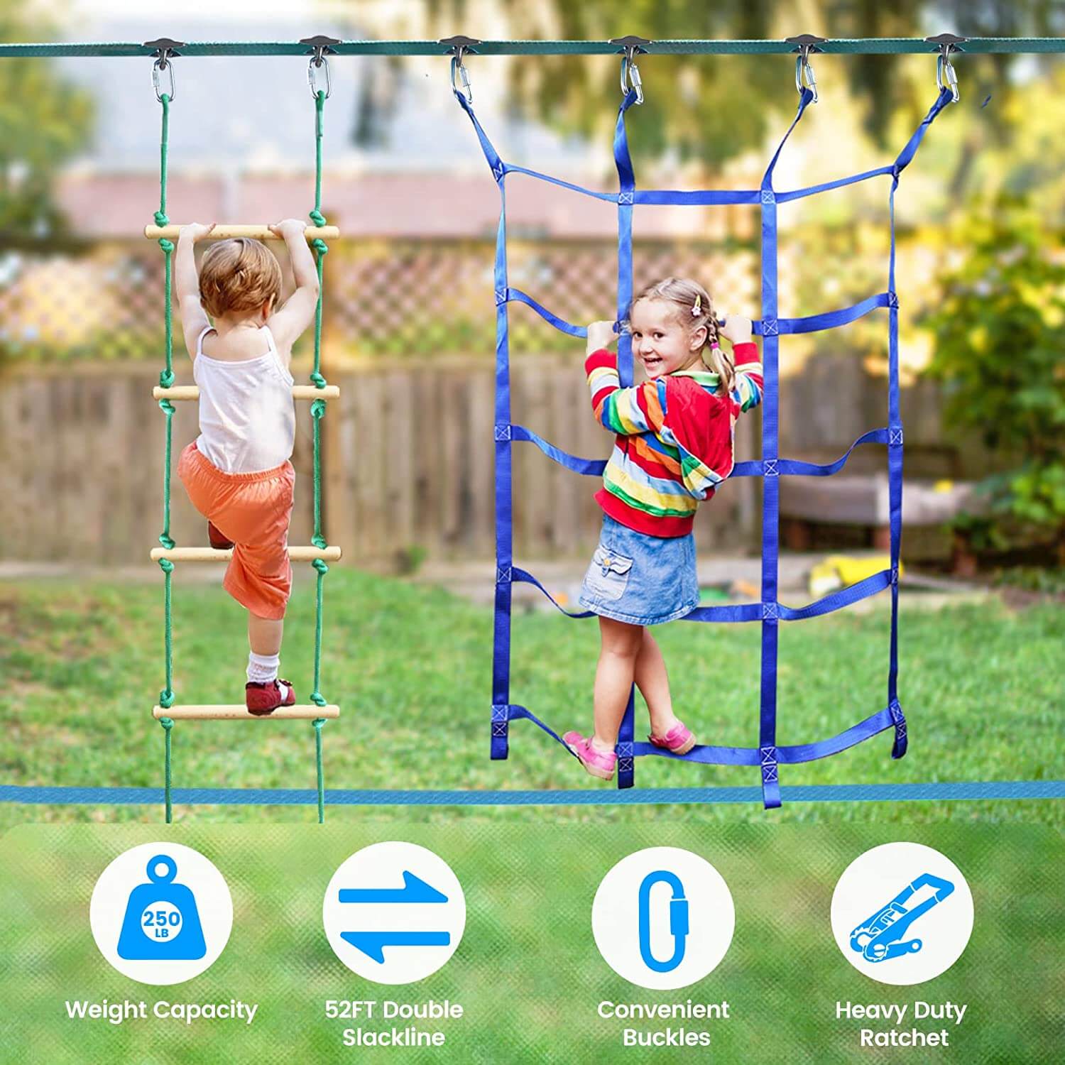 Ninja Warrior Obstacle Course for Kids with 12 Accessories for Backyard