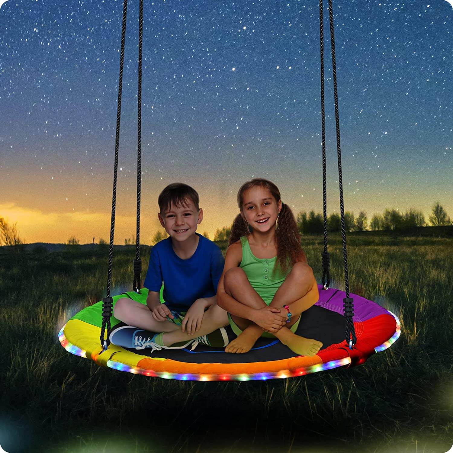 Trekassy 700lbs 40 Inch Saucer Tree Swing Outdoor with LED Lights