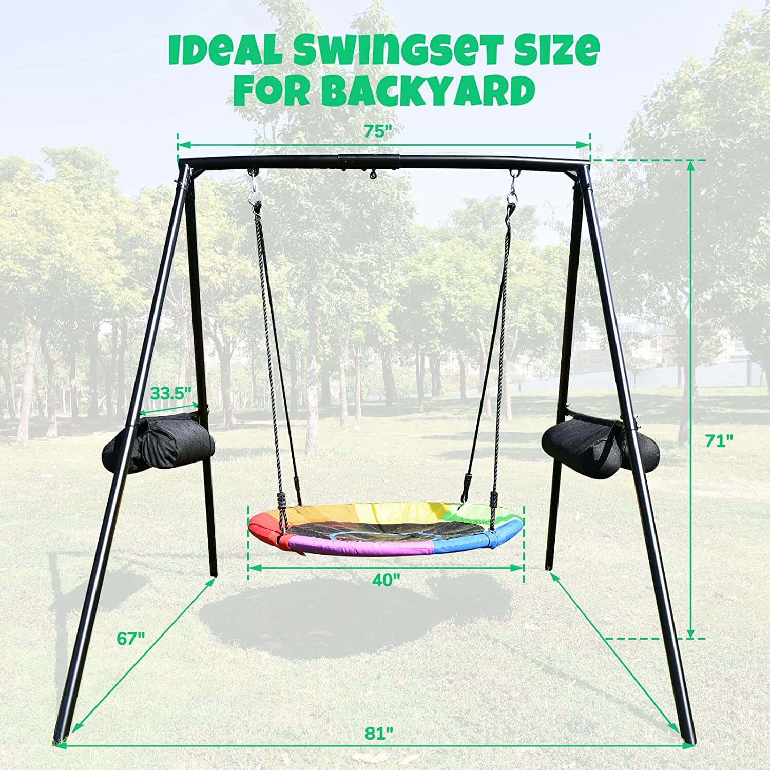 Trekassy 440lbs A Frame Swing Set with 40 Inch Saucer Tree Swing