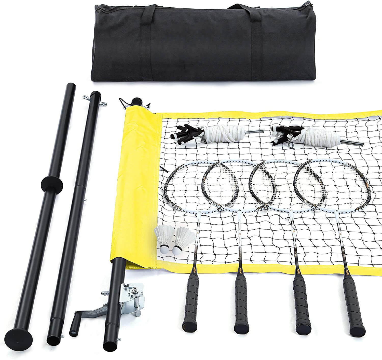 Patiassy Outdoor Portable Badminton Net Set with Winch System for Backyard Beach
