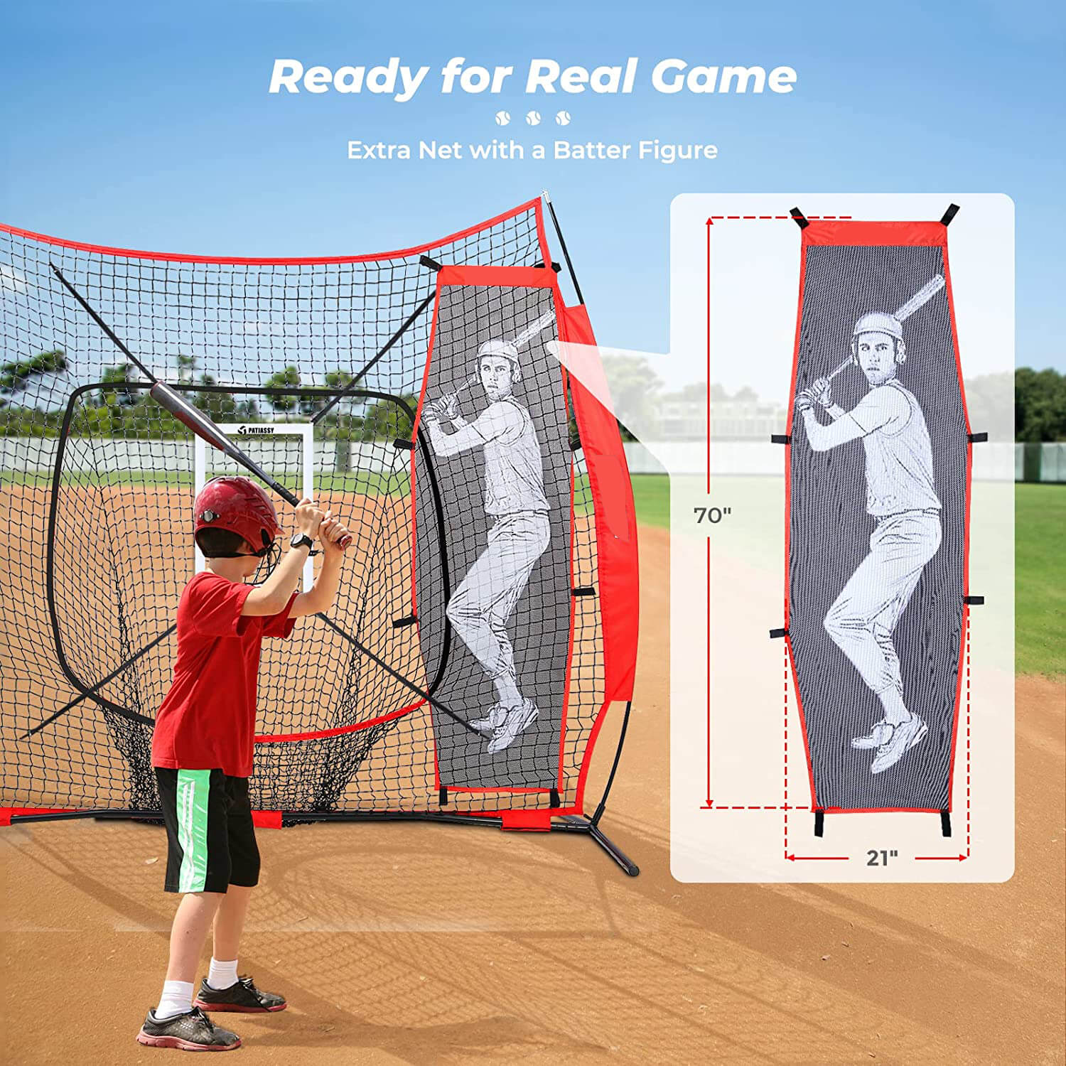 Baseball Softball Practice Net for Hitting and Pitching with Batting Tee Baseball Hitting Pitching Net