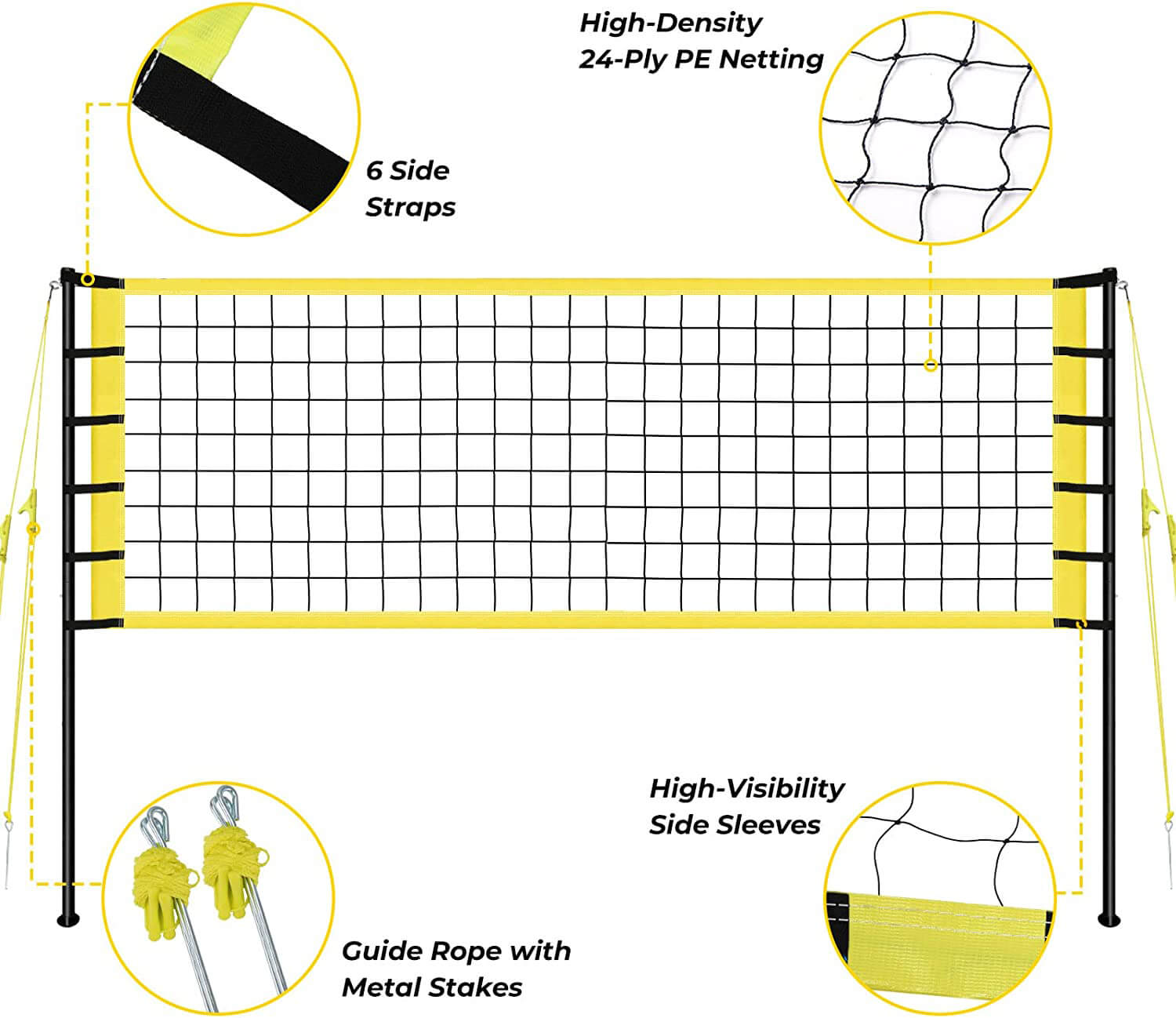 Outdoor Portable Volleyball Net Set System for Backyard