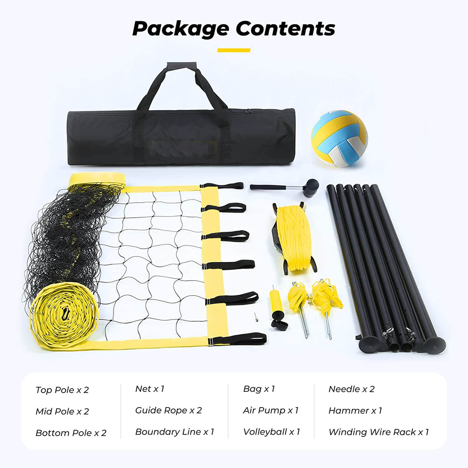 Outdoor Portable Volleyball Net Set System for Backyard