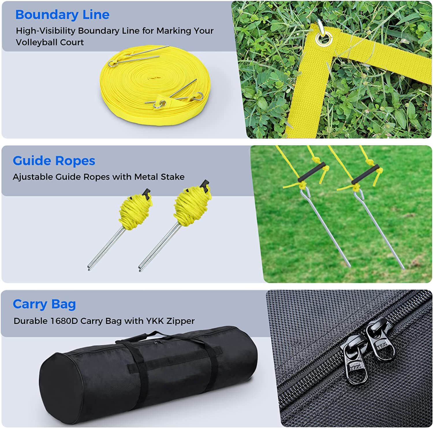 Portable Outdoor Volleyball Net Set for Backyard Beach with Volleyball and Carrying Bag