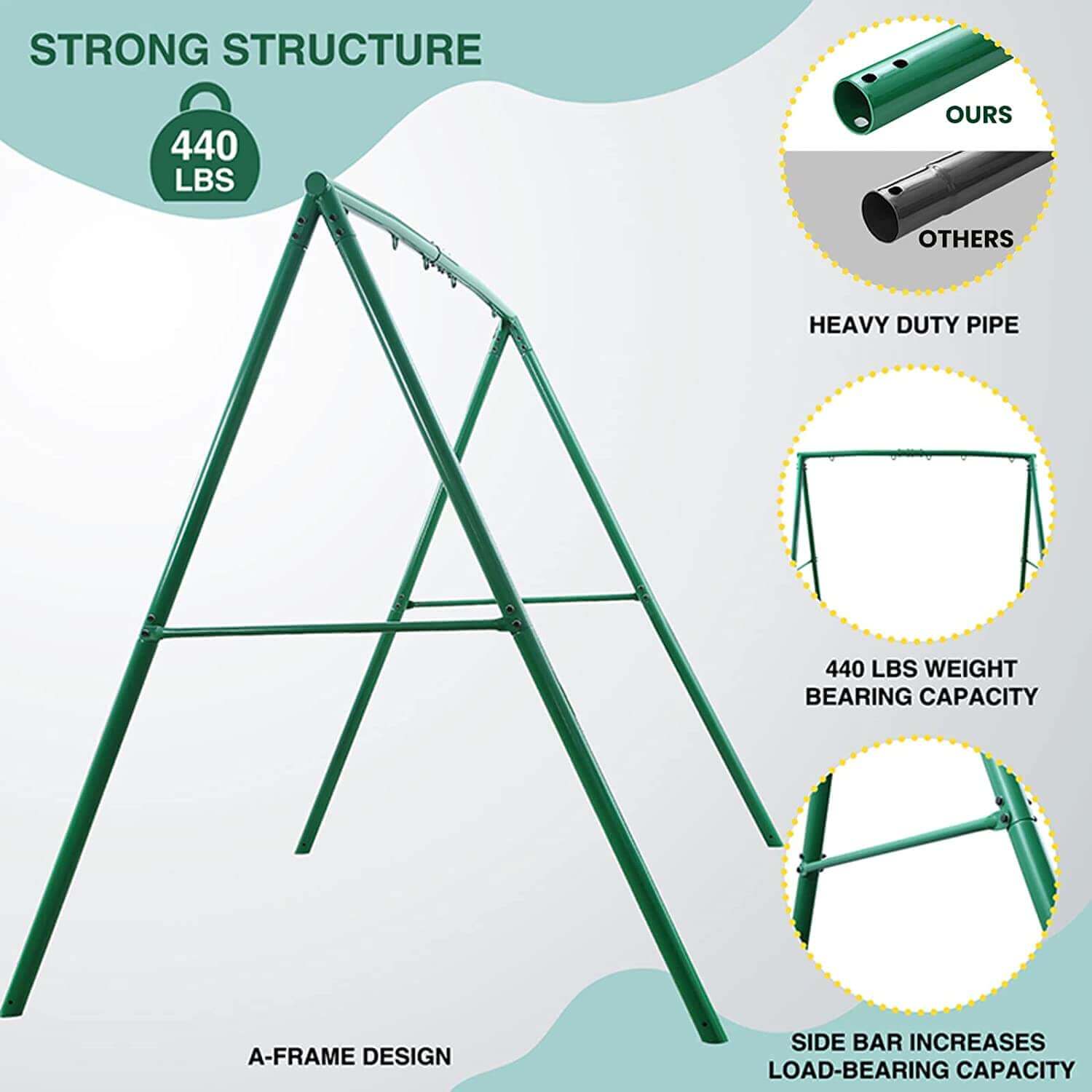 Trekassy 440lbs Extra Large Metal A-Frame Swing Stand/Swing Frame Fits for Most Swings