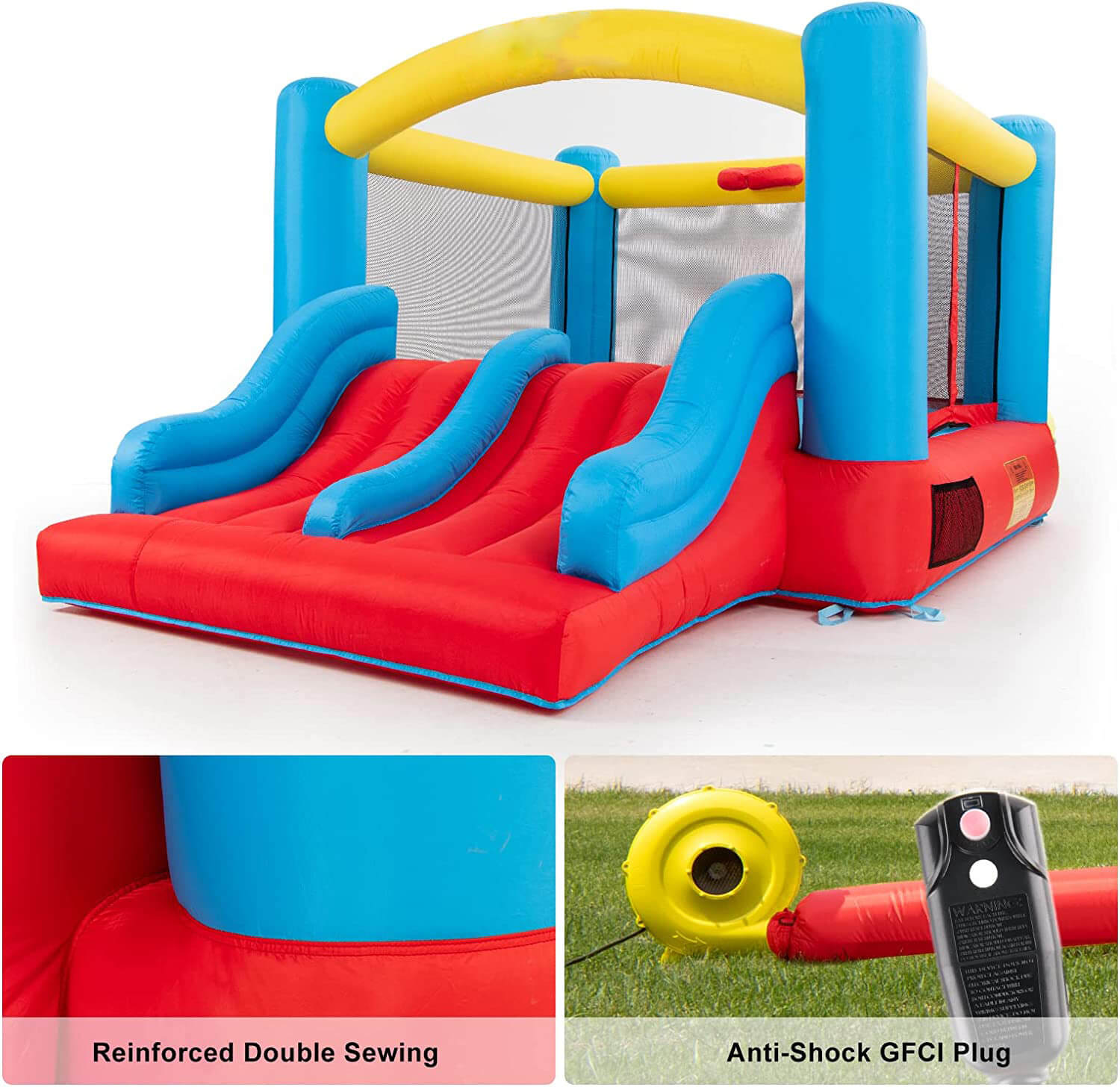 Indoor Outdoor Inflatable Bounce House with Blower for 3-10 yr Kids