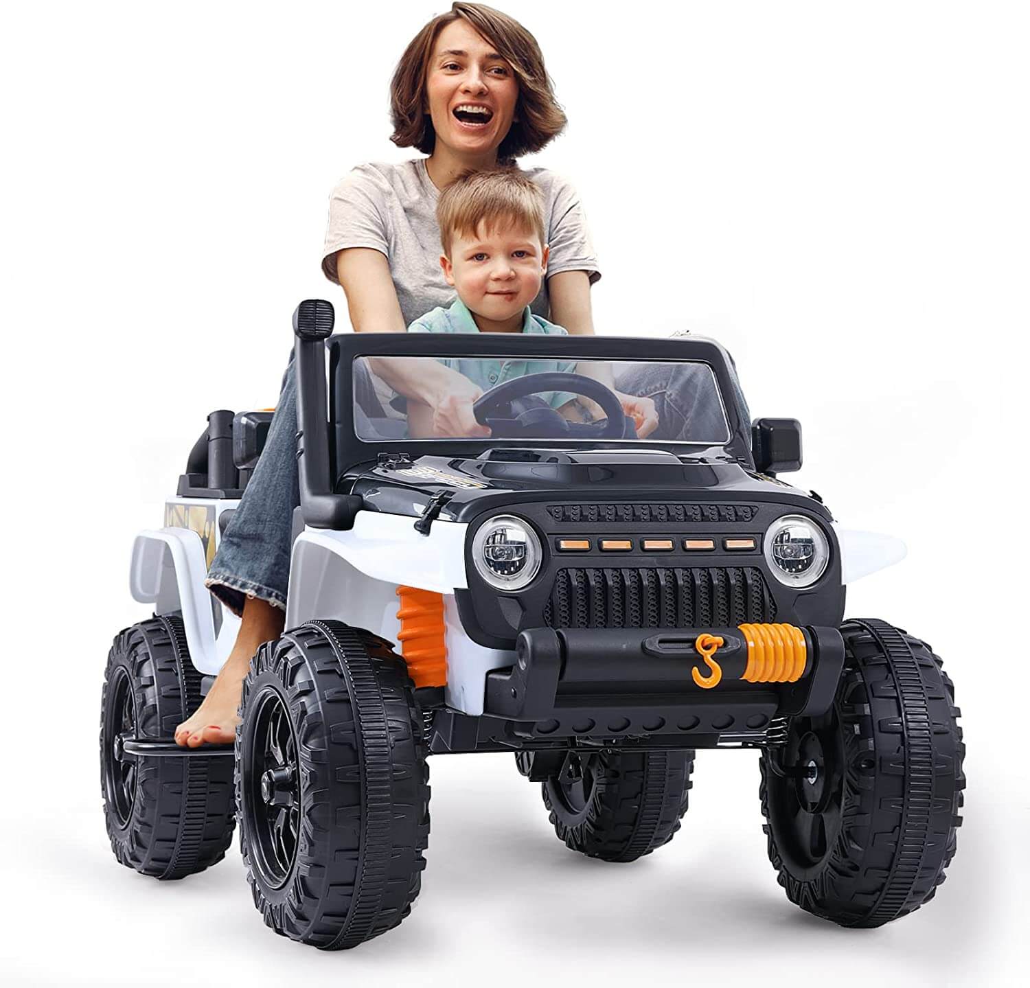 Electric Car for Kids, Parent-Child 12V 10AH Kids Car with Parent Remote Cushioned Spring